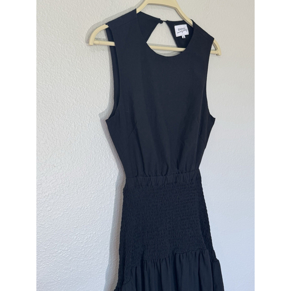 SNDYS Black Cotton Cutout Smocked Maxi Dress Boho Minimalist Size XL - Picture 4 of 15